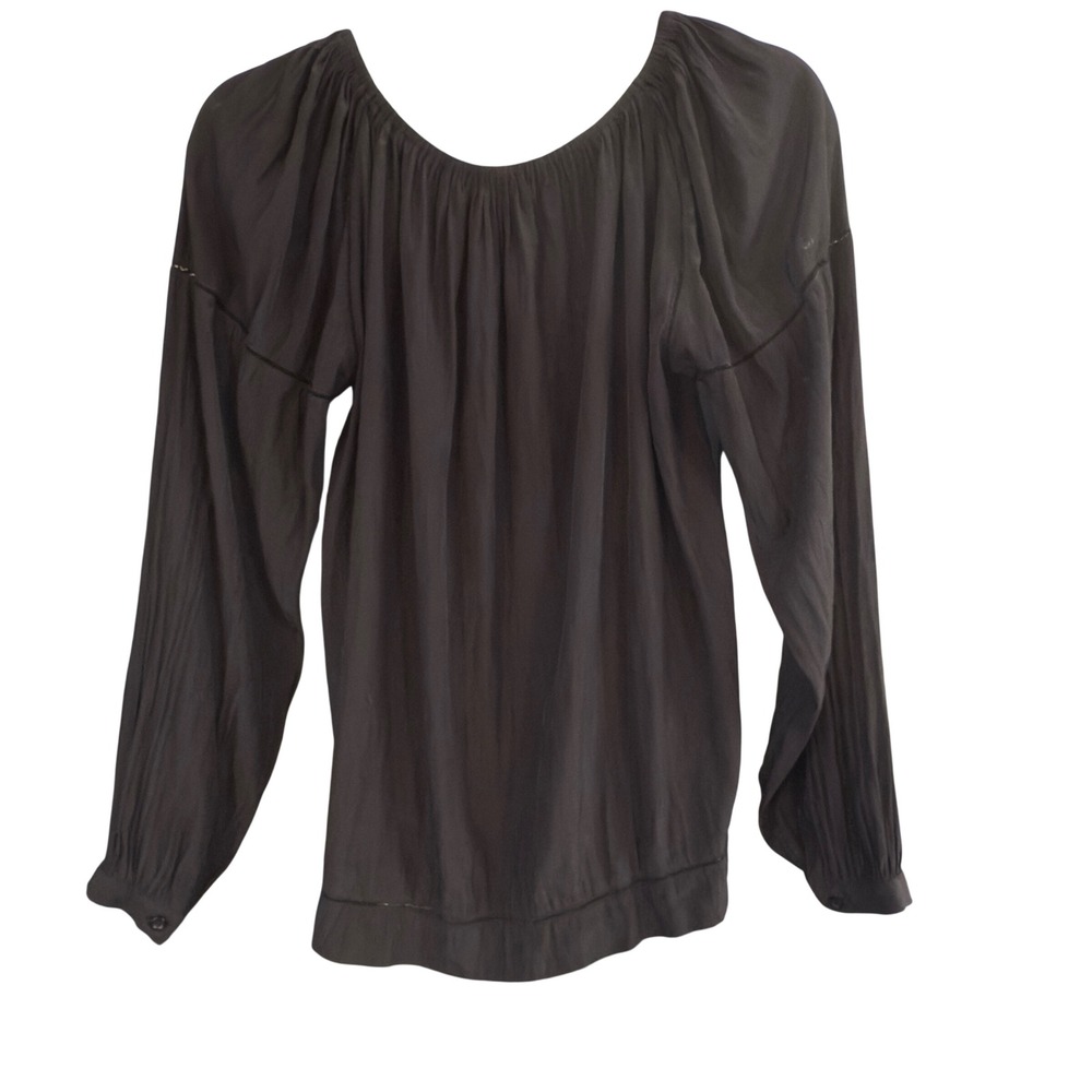 Calvin Rucker‎ Womens Black Ladder Lace Long Sleeve Peasant Blouse Top Size M
